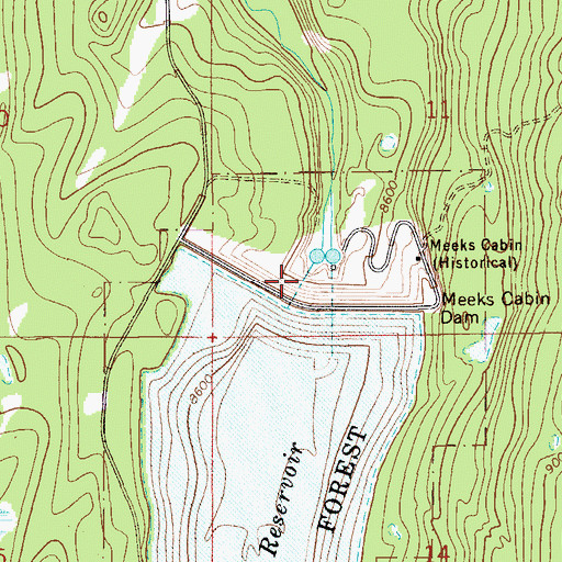 Topographic Map of Meeks Cabin Dam, WY