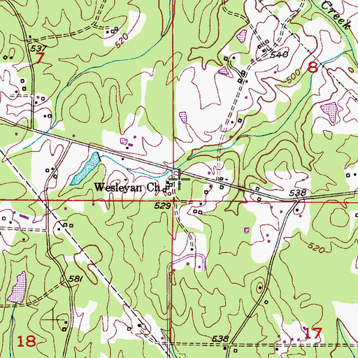 Topographic Map of Wesleyan Church, AL