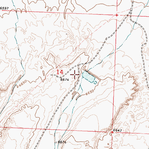 Topographic Map of Dad Larsen Detention Dam 1593 Number 6, WY