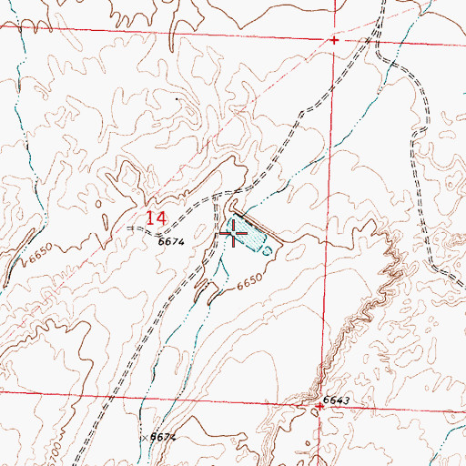 Topographic Map of Dad Larsen Detention Dam 1593 Number 6, WY