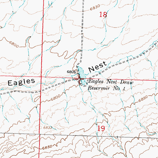 Topographic Map of Eagle Nest Draw Reservoir Number 1 Dam, WY