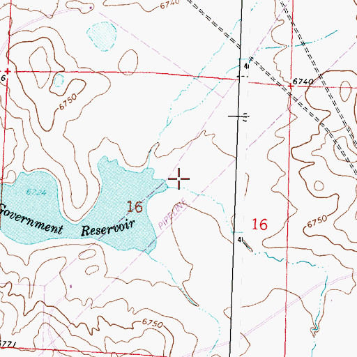 Topographic Map of Government Number 1 Reservoir Dam, WY