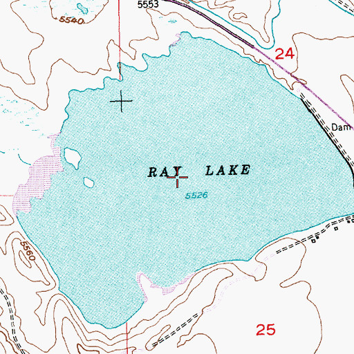 Topographic Map of Ray Reservoir, WY