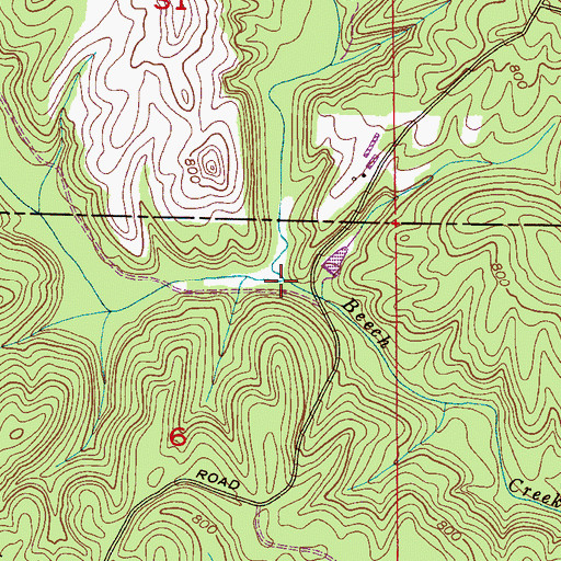 Topographic Map of West Fork Beech Creek, AL