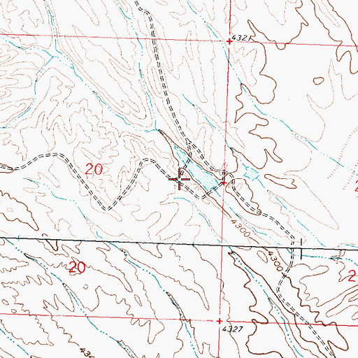 Topographic Map of Blue Ridge Detention Dam, WY