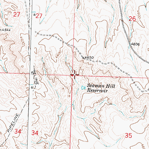 Topographic Map of Denver Jake Detention Dam, WY