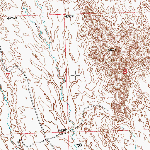 Topographic Map of Red Spires Detention Dam, WY