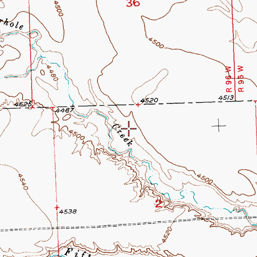 Topographic Map of Rock Waterhole Reservoir, WY
