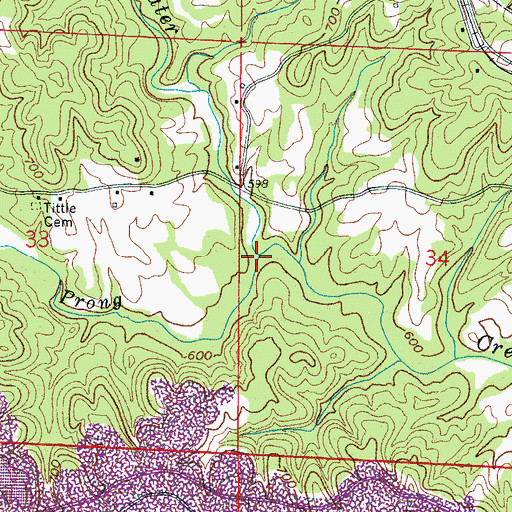 Topographic Map of West Prong Blackwater Creek, AL