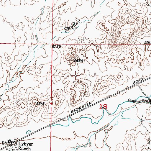 Topographic Map of Snyder Creek Reservoir, WY
