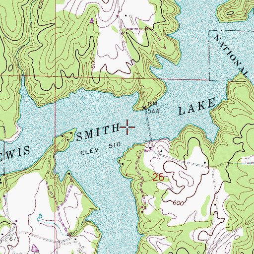 Topographic Map of White Oak Creek, AL