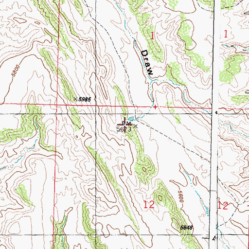 Topographic Map of Big Red Dam, WY