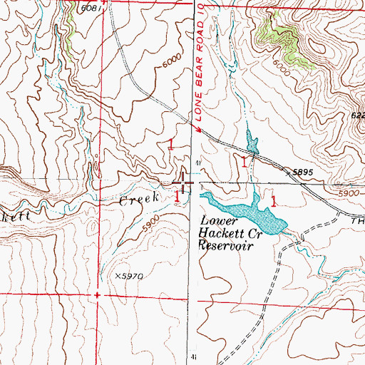 Topographic Map of Lower Hackett Dam, WY