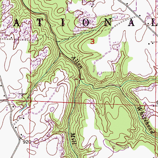 Topographic Map of Whitehead Creek, AL