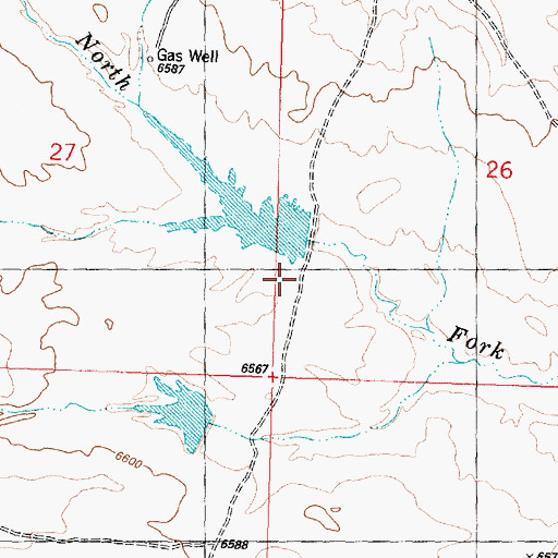 Topographic Map of Detention Reservoir 1492 Number 2 Dam, WY