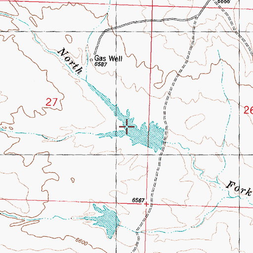Topographic Map of Detention Reservoir 1492 Number 2, WY
