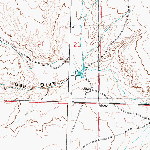 Topographic Map of Red Gulch Detention Dam 1592 Number 5, WY