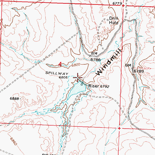 Topographic Map of Detention Dam 1594 Number 3, WY