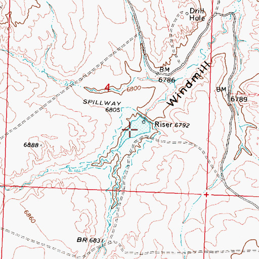Topographic Map of Detention Dam 1594 Number 3, WY