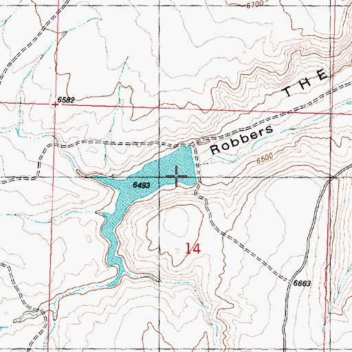 Topographic Map of Little Robber Detention Dam, WY