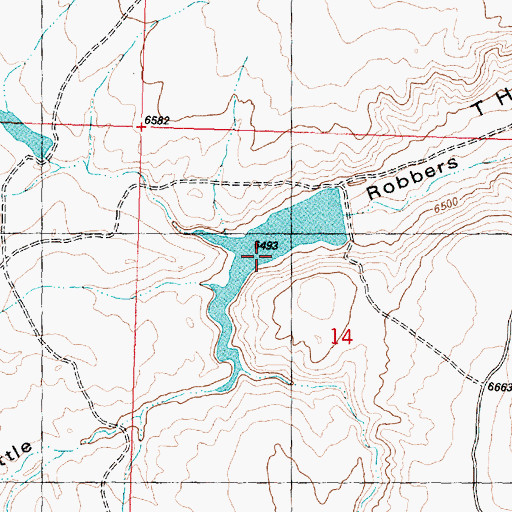 Topographic Map of Little Robber Detention Dam, WY