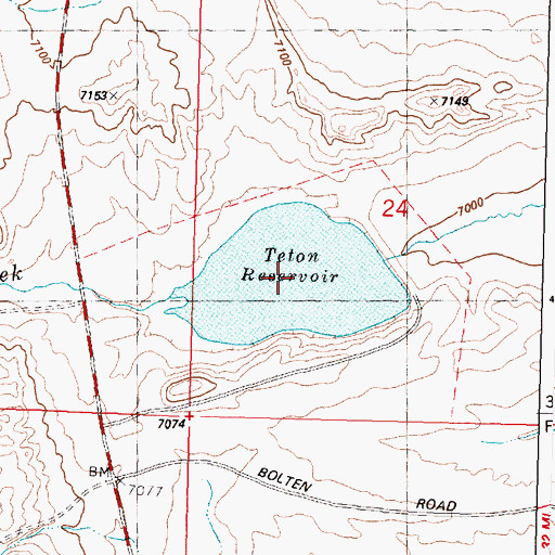 Topographic Map of Teton Reservoir, WY