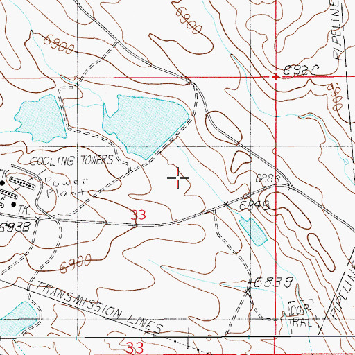 Topographic Map of Naughton Ash Pond Number 2, WY