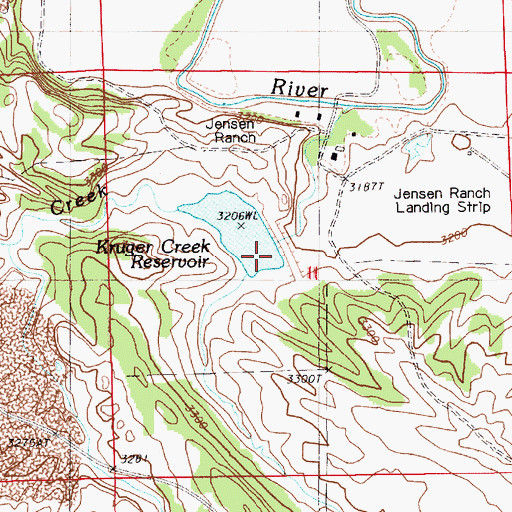 Topographic Map of Kruger Creek Dam, WY