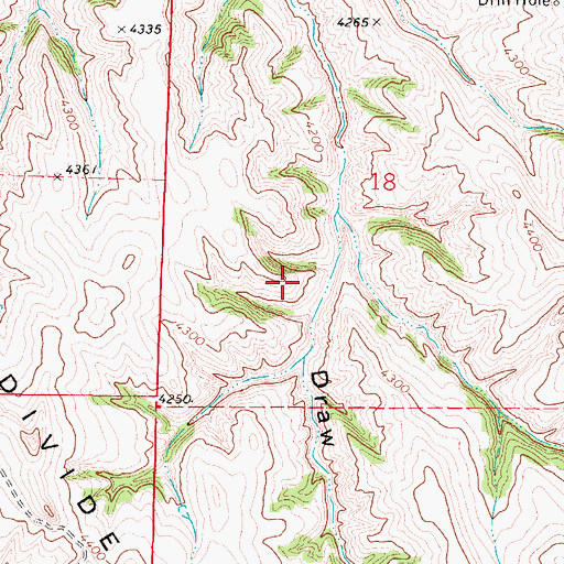 Topographic Map of Huff Dam, WY
