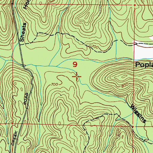 Topographic Map of Wiggins Hollow, AL