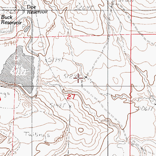 Topographic Map of Enlargement Tailings Basin Evaporation Reservoir Dam, WY