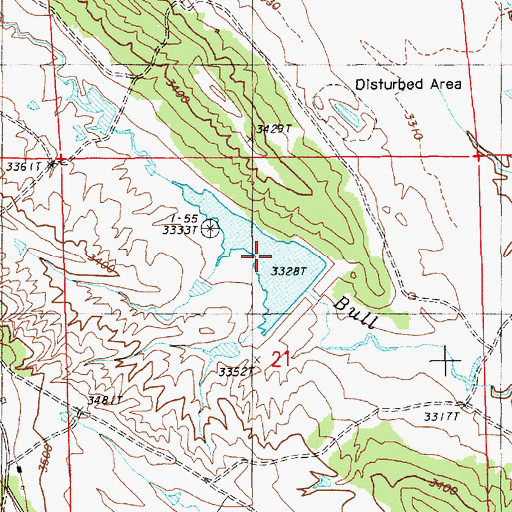 Topographic Map of Bull Creek Reservoir, WY