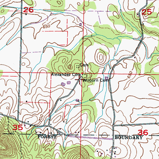 Topographic Map of Wilborn Cemetery, AL