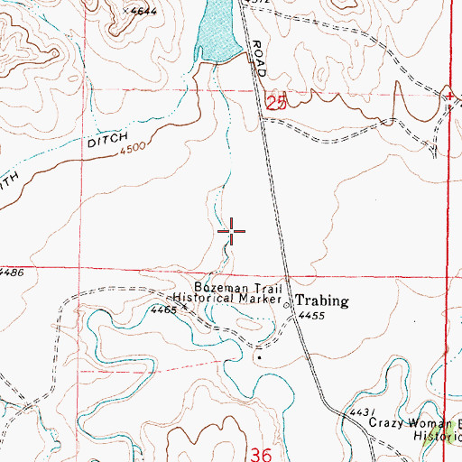 Topographic Map of Trabing Reservoir, WY