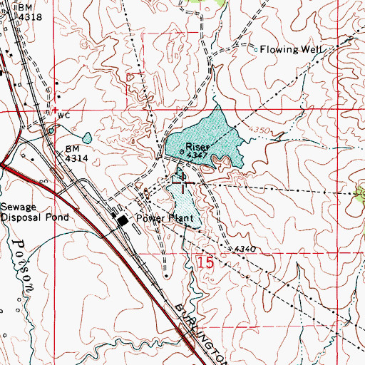 Topographic Map of Black Hills Power and Light Dam, WY