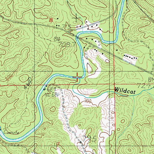 Topographic Map of Wildcat Creek, AL