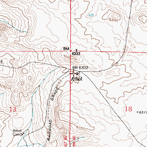 Topographic Map of Athol, WY