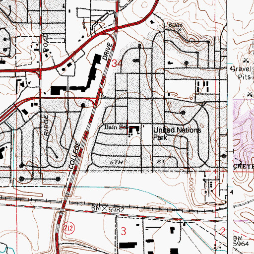 Topographic Map of Bain Elementary School, WY