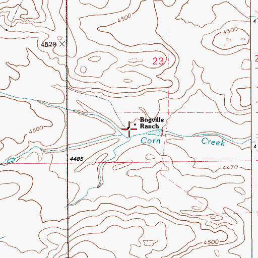 Topographic Map of Bogville Ranch, WY