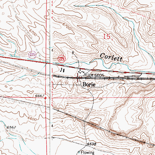 Topographic Map of Borie, WY