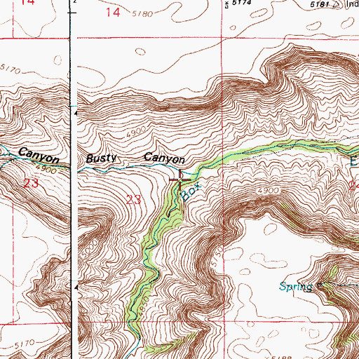 Topographic Map of Busty Canyon, WY