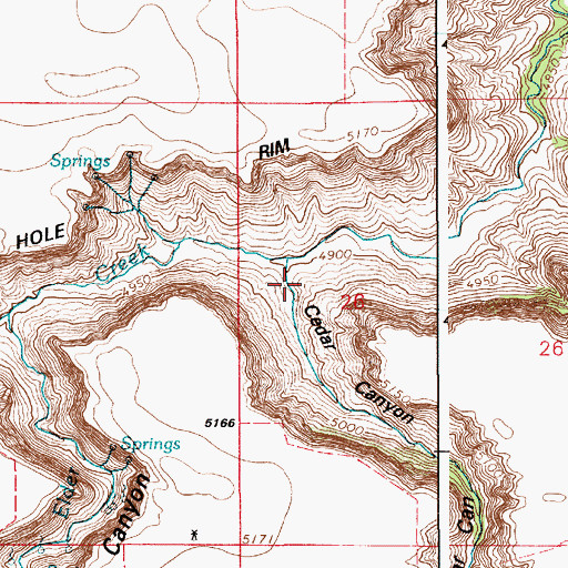 Topographic Map of Cedar Canyon, WY