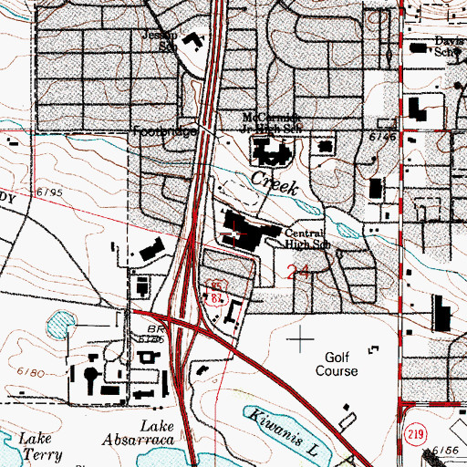 Topographic Map of Central High School, WY