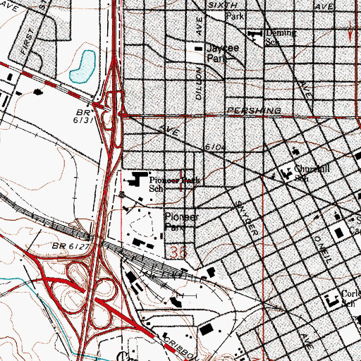 Topographic Map of Chaplin School (historical), WY