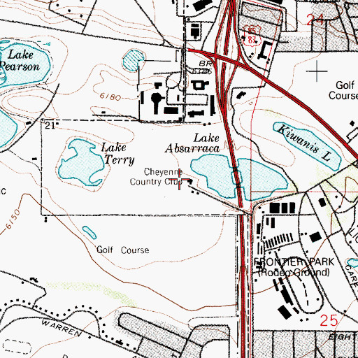Topographic Map of Cheyenne Country Club, WY