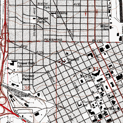 Topographic Map of Churchill Elementary School, WY