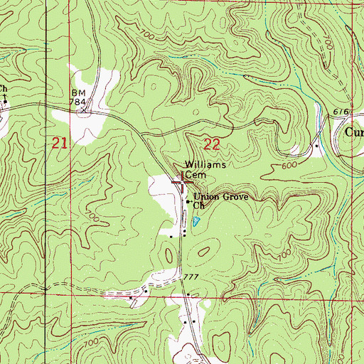 Topographic Map of Williams Cemetery, AL