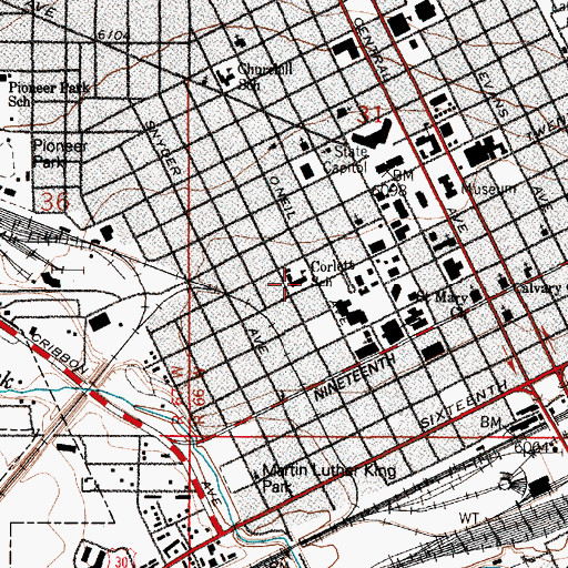 Topographic Map of Corlett Elementary School, WY