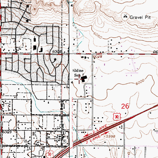 Topographic Map of Dildine Elementary School, WY