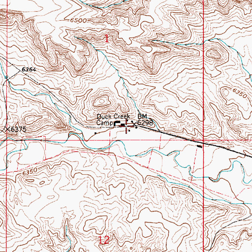 Topographic Map of Duck Creek Camp, WY